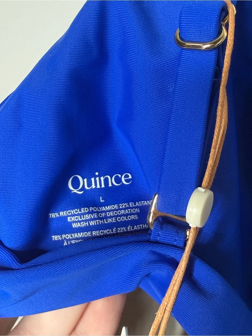 Quince Italian Knotted Triangle bikini top in electric blue NWT Large